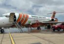 Para colaborar en controlar incendios forestales aterriza nuevamente el avión Aero Tanker